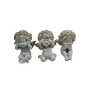 ÁNGEL BLANCO CON BRILLO (3) SENTIDOS 8x3 cm (caja 3/96)