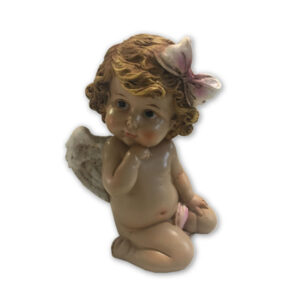 ÁNGEL SENTADO CON LAZO 15x9 cm
