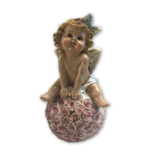 36/ÁNGEL BOLA CON FLORES 15x7.5 cm