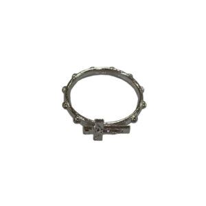ANILLO DECENARIO METAL CON CRUZ PLATEADA