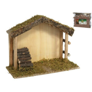 CABAÑA MADERA CON MUSGO 25X11X19CM