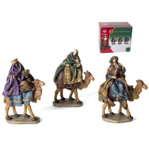 CJ.3 REYES MAGOS CON CAMELLO RESINA 14,5CM