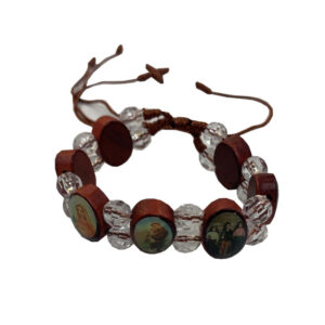 PULSERA MADERA CON SANTOS