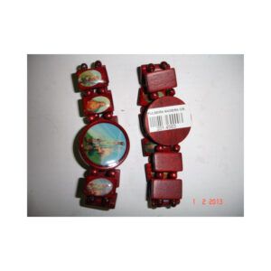 PACK 12 PULSERA MADERA CON SANTOS