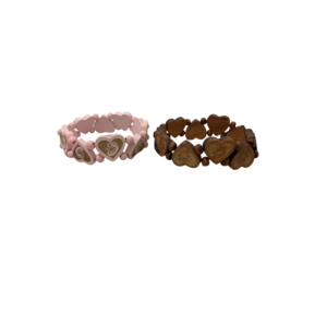 PACK 12 PULSERA MADERA CORAZONES COLORES
