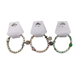 PULSERA BOLAS CON MEDALLA Y CRUZ