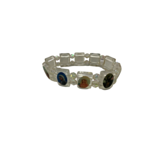 PACK 12 PULSERA PLÁSTICO BLANCA CON SANTOS