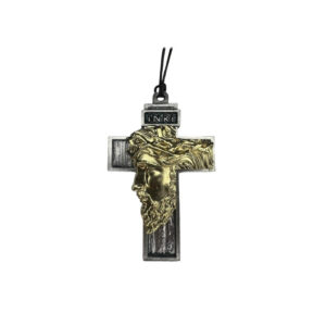 CORDÓN CON CRUZ ROSTRO CRISTO ORO/PLATA