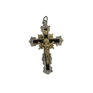 CRUCIFIJO PLATEADO CON APLICACIÓN DORADA