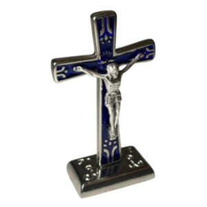 CRUCIFIJO CON BASE ESMALTE METAL 8.5CM