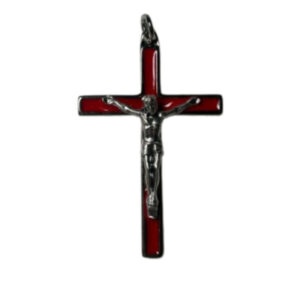 CRUCIFIJO PLATEADO CON ESMALTE 5CM