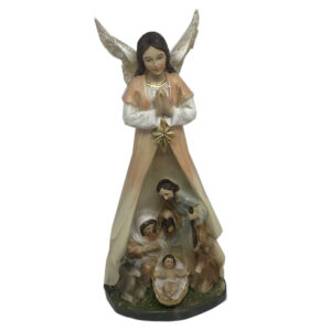 PESEBRE CON ÁNGEL RESINA 18x8CM (CAJA 24)
