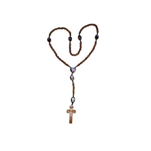 ROSARIO MADERA CON FÁTIMA BOLA PEQUEÑA 5MM/39CM